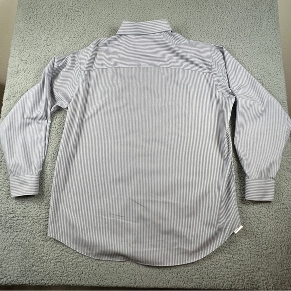 Kenneth Cole Reaction Shirt Mens Size 17-17.5 34-35 Button Down Gray Stripes - Picture 3 of 9